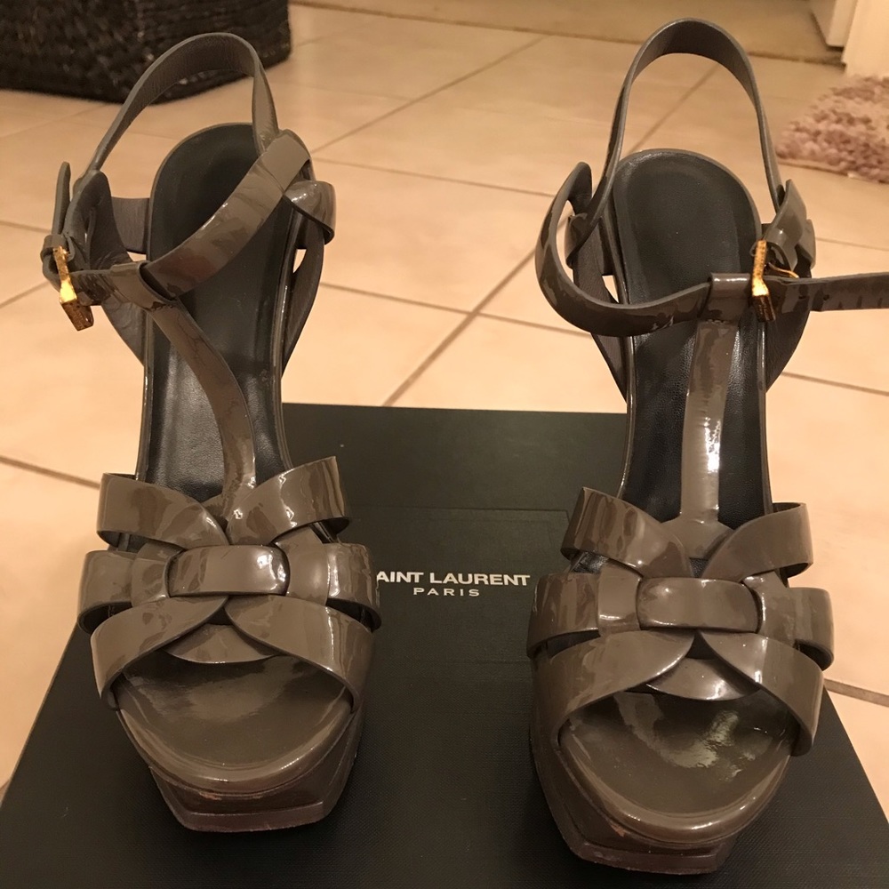 Fog Gray YSL tribute sandal